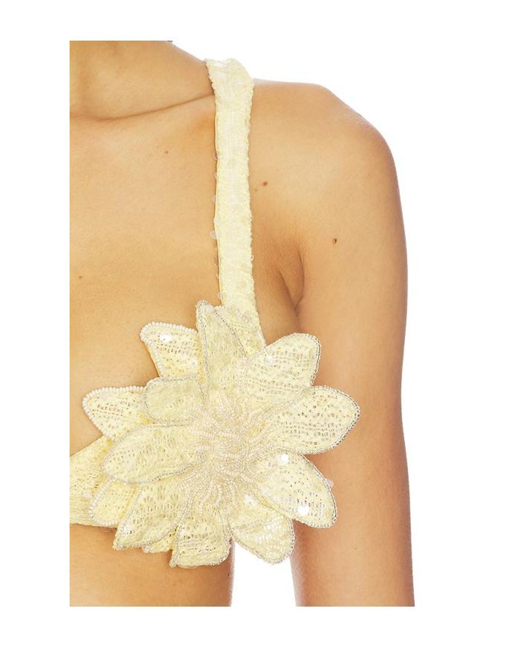 PATBO Yellow Iara Crochet Embroidered Bra Top