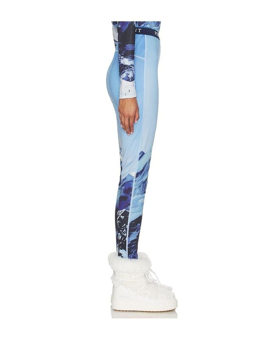 Perfect Moment Blue Printed Base Layer Leggings