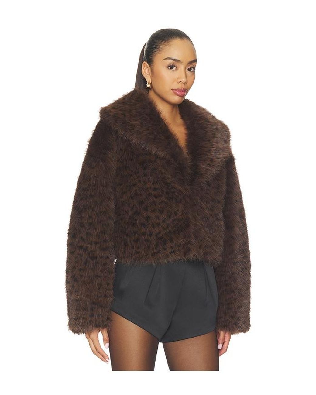 MAJORELLE Black Astrid Faux Fur Jacket