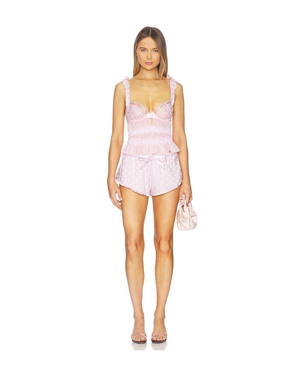 For Love & Lemons White Slotted Hearts Bustier