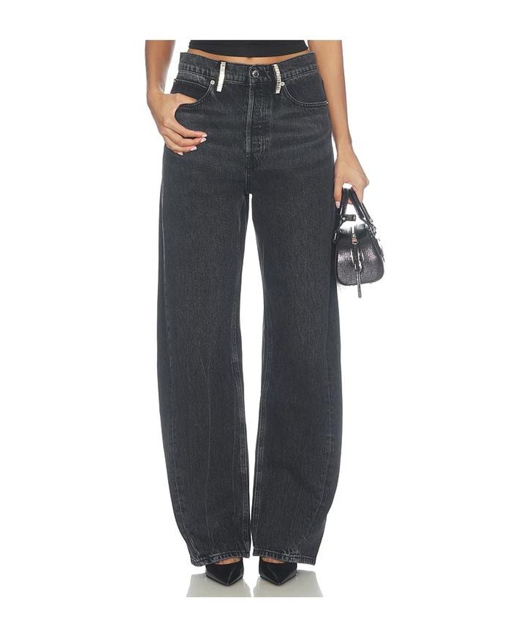 Alexander Wang Black Float Mid Rise Relaxed Jeans With Crystal Beltloops