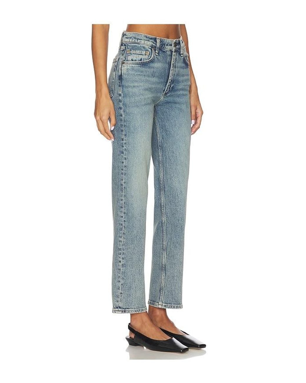 Rag & Bone Blue Harlow Mid-Rise Ankle Straight Jeans