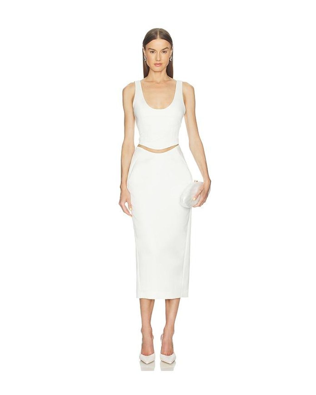 Camila Coelho White Lotta Midi Skirt