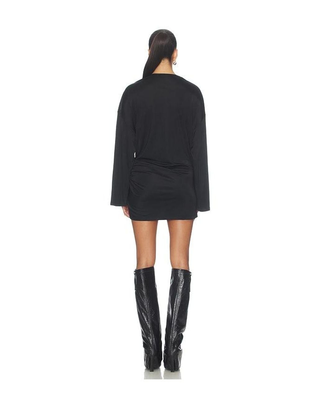 The Attico Black Drape Slit Mini Dress
