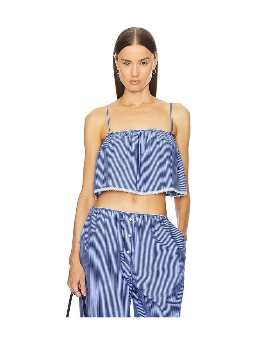 Helsa Blue Pinstripe Poplin Camisole