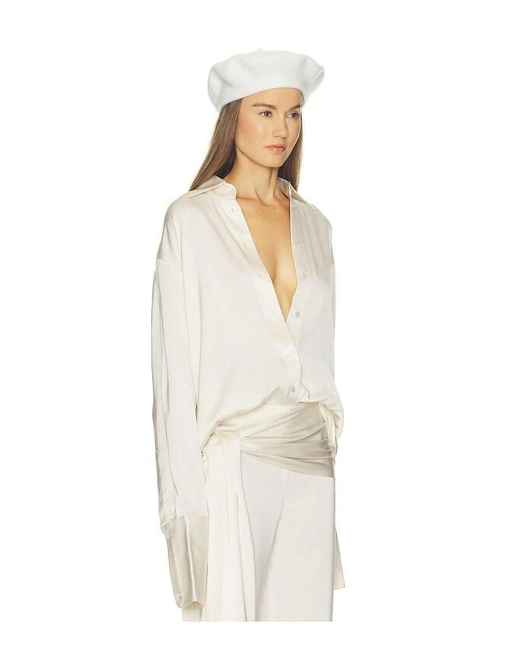 Helsa White The Relaxed Satin Shirt