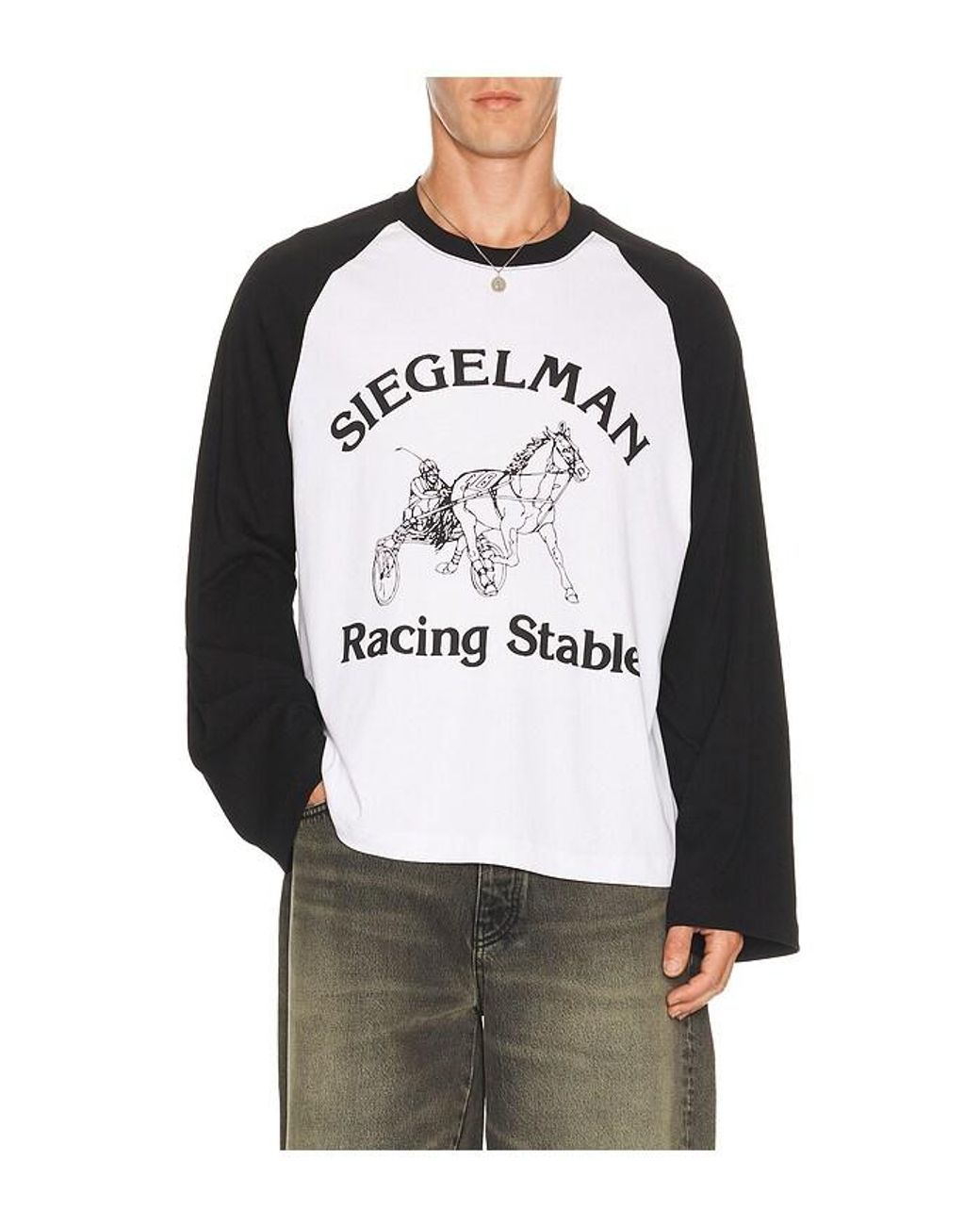Siegelman Stable Gray Raglan Stable Long Sleeve Racing Tee for men