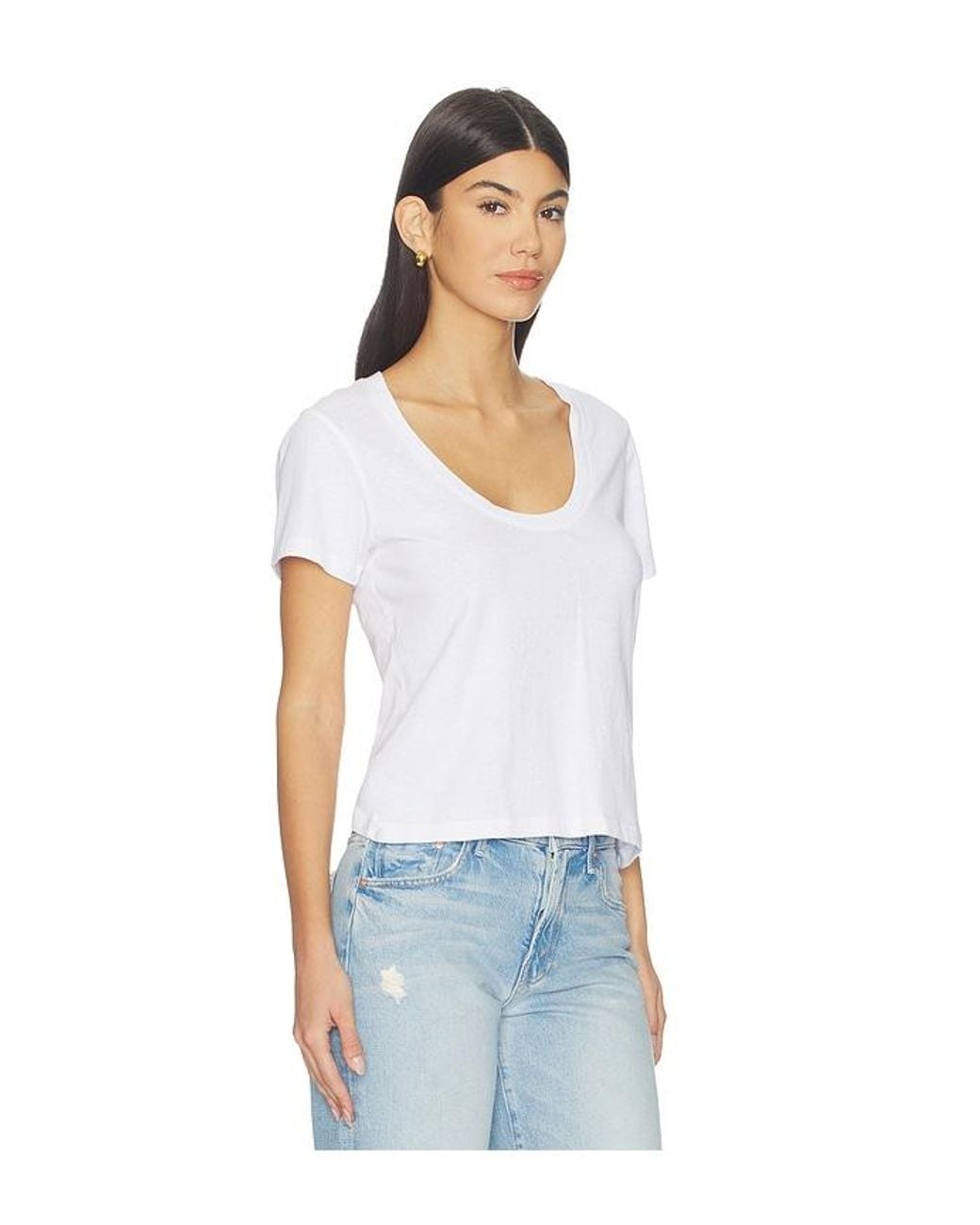 La Ligne White Scoop Short Sleeve Molly Tee