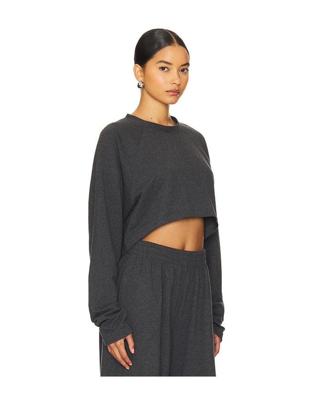 Norma Kamali Black Oversized Cropped Cotton Tee