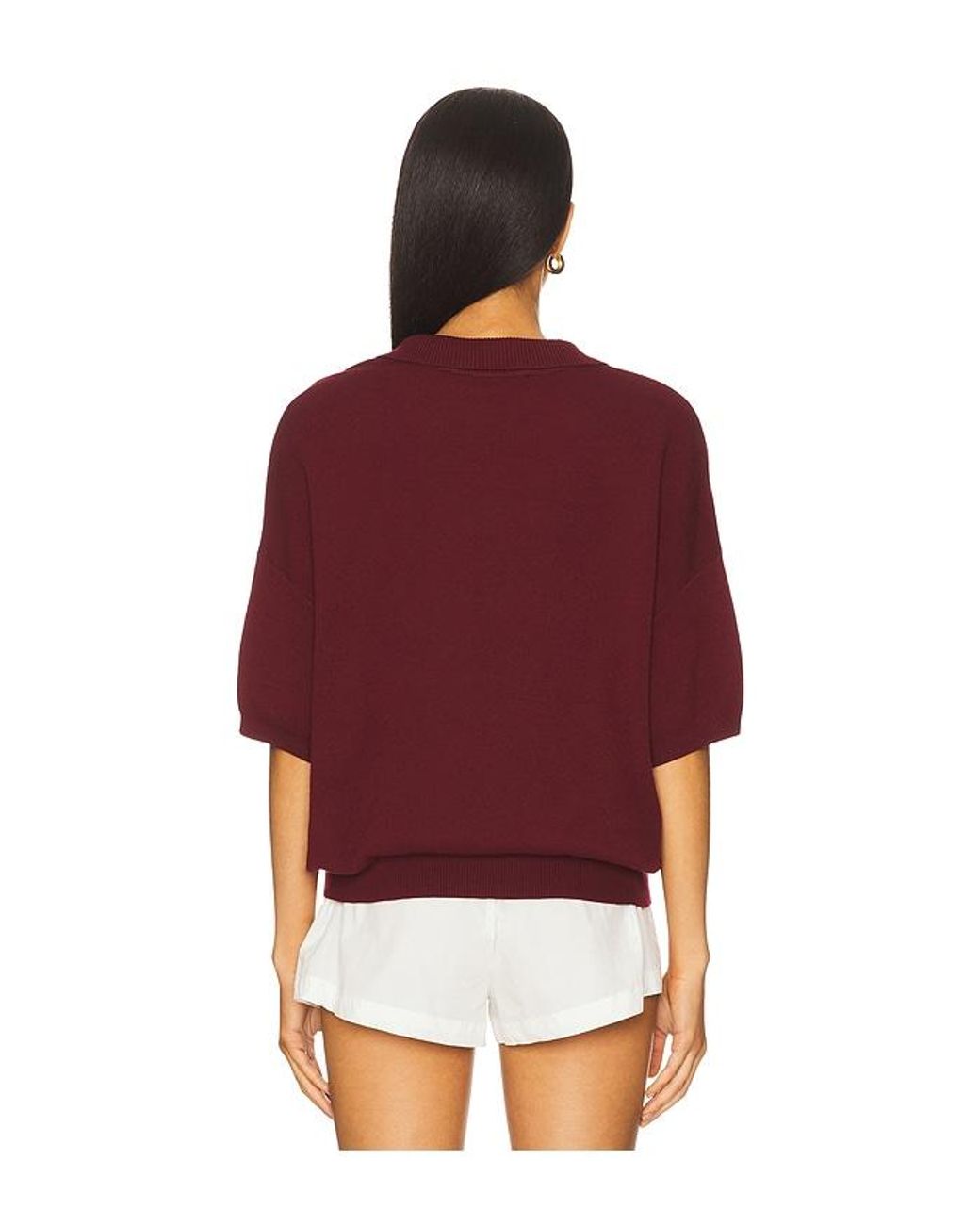 ROTATE BIRGER CHRISTENSEN Red Slinky Knit Polo