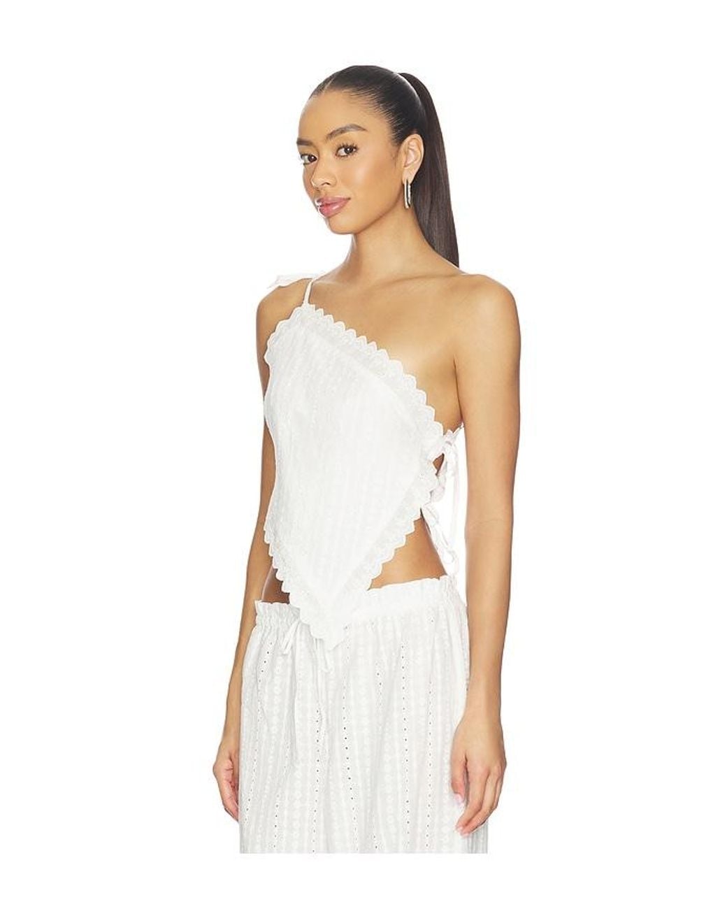 ELCE White Fiora Tie Top