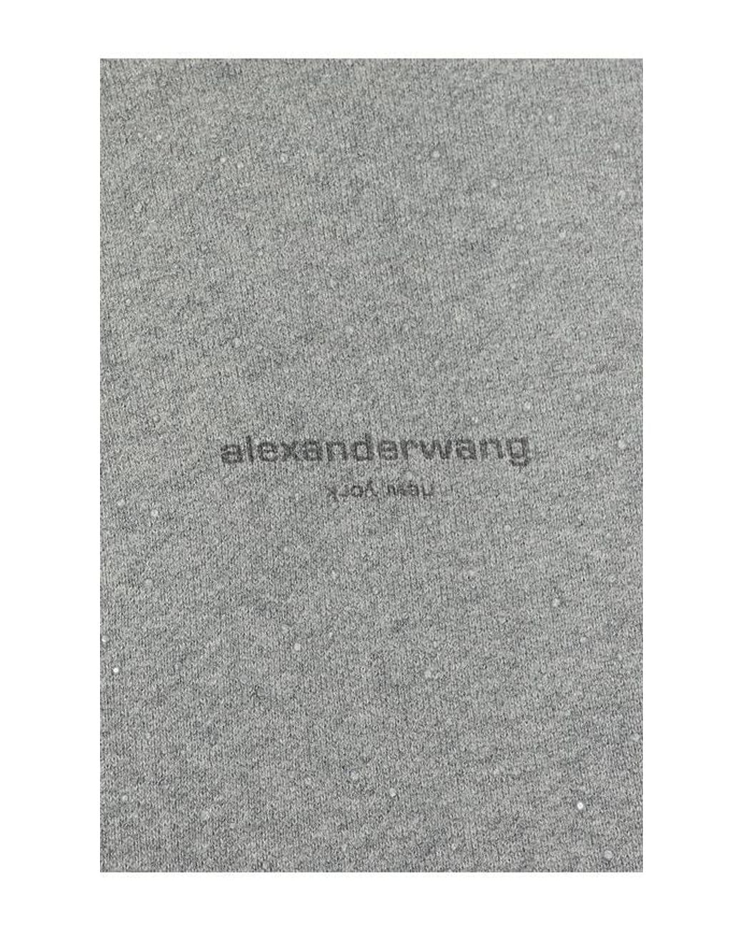 Alexander Wang Gray Oversized Zip-Up Hoodie With Allover Hotfix