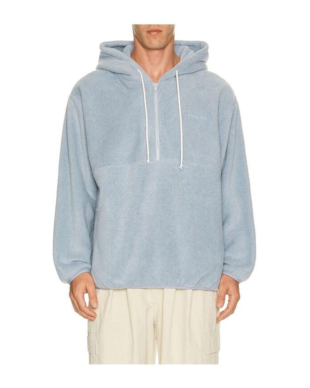 KAPPY DESIGN Blue Fleece Half Zip Hoodie F for men