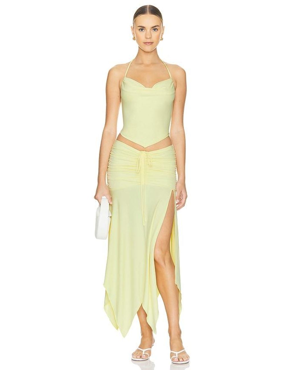 Lovers + Friends Yellow Surya Midi Skirt