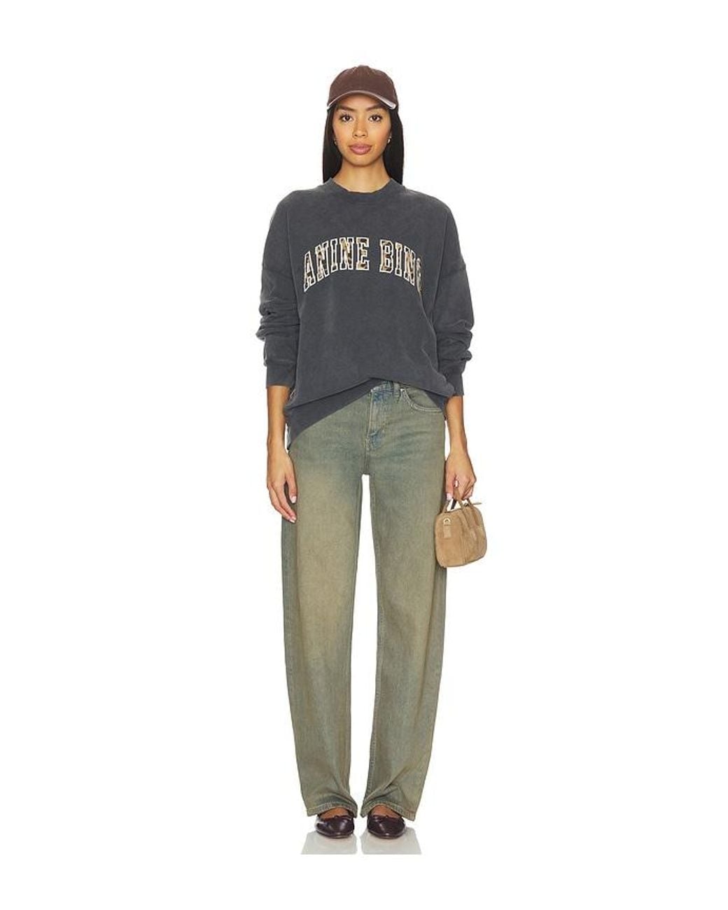 Anine Bing Black Miles Sweatshirt Leopard