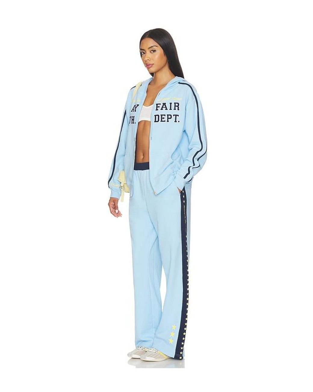 The Mayfair Group Blue Mayfair Athletic Dept. Wide Leg Sweatpant