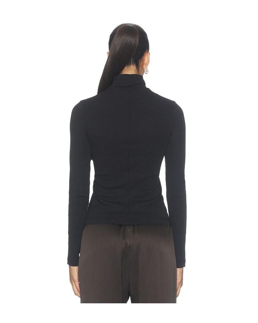 Enza Costa Black Supima Cotton New Classic Longsleeve Turtleneck