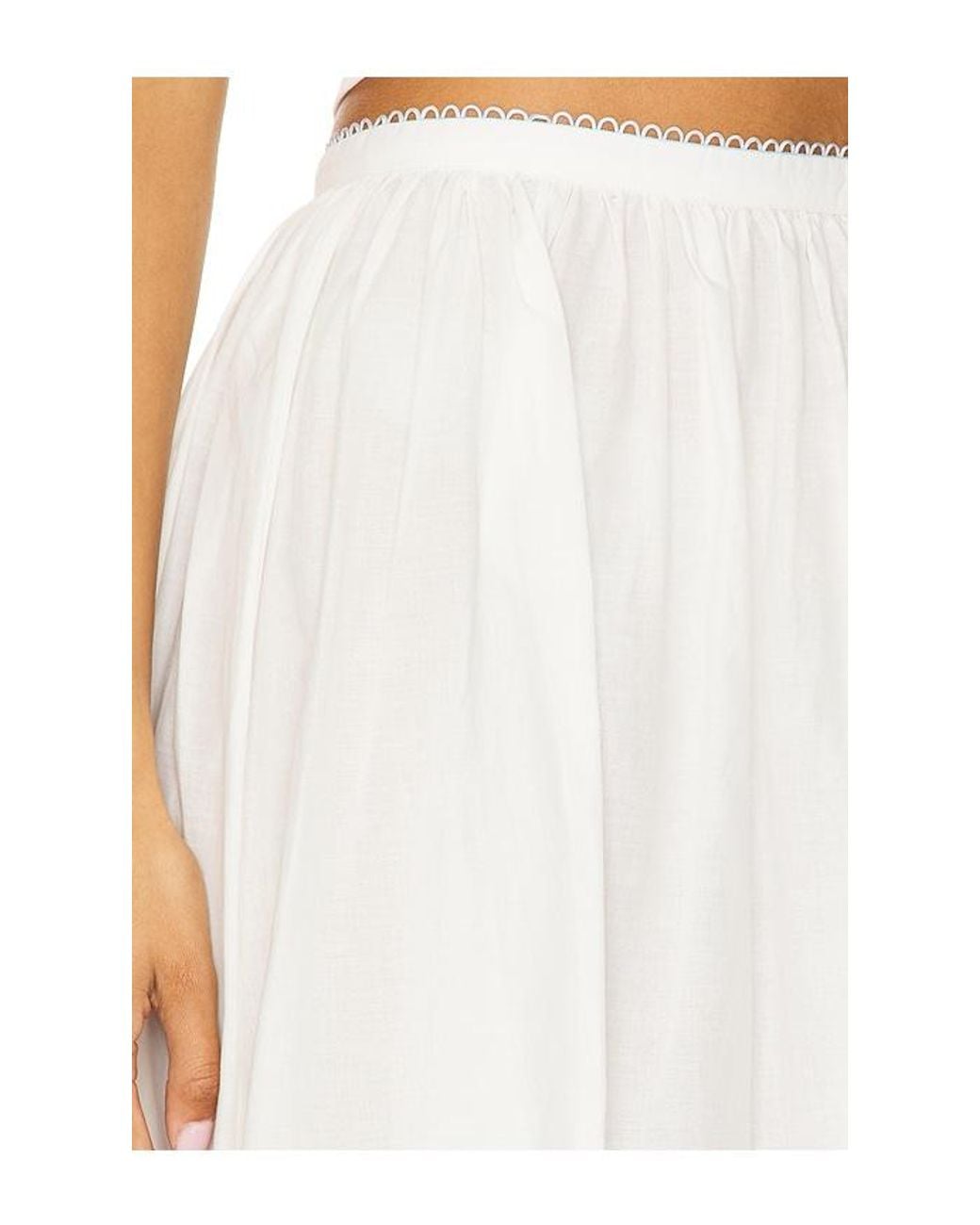 For Love & Lemons White Tea Time Poplin Midi Skirt