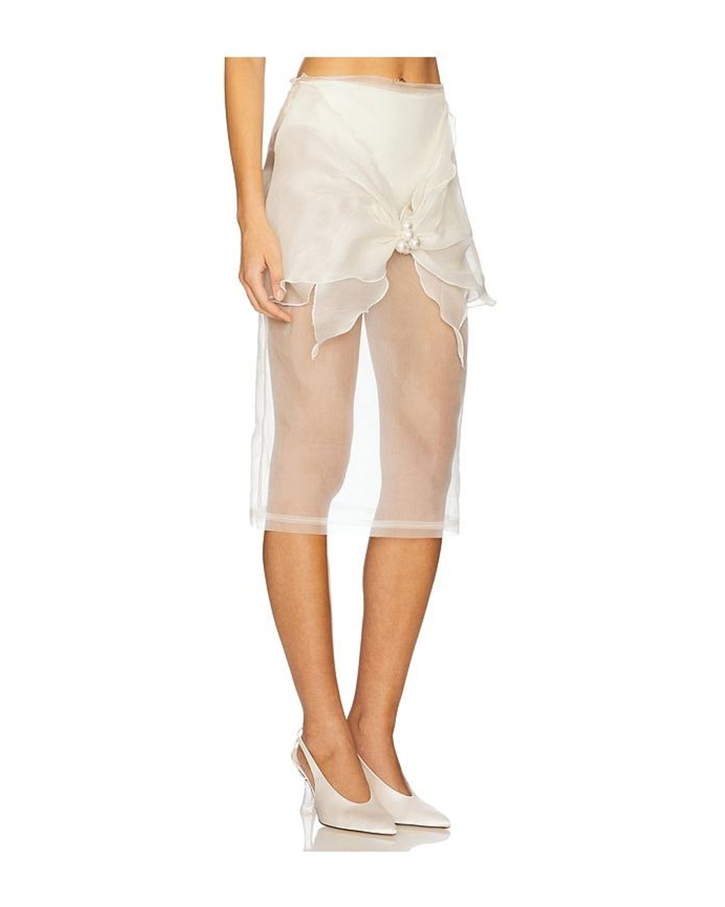 Milkwhite White X Revolve Organza Midi Skirt With Big Bow