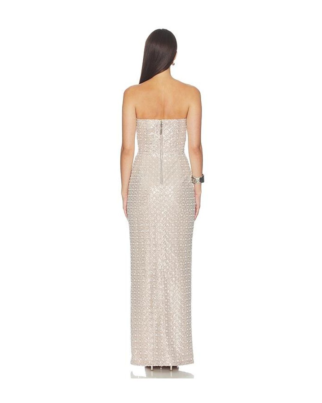 Bronx and Banco White Allegra Pearl Veronica Maxi Dress With Slit
