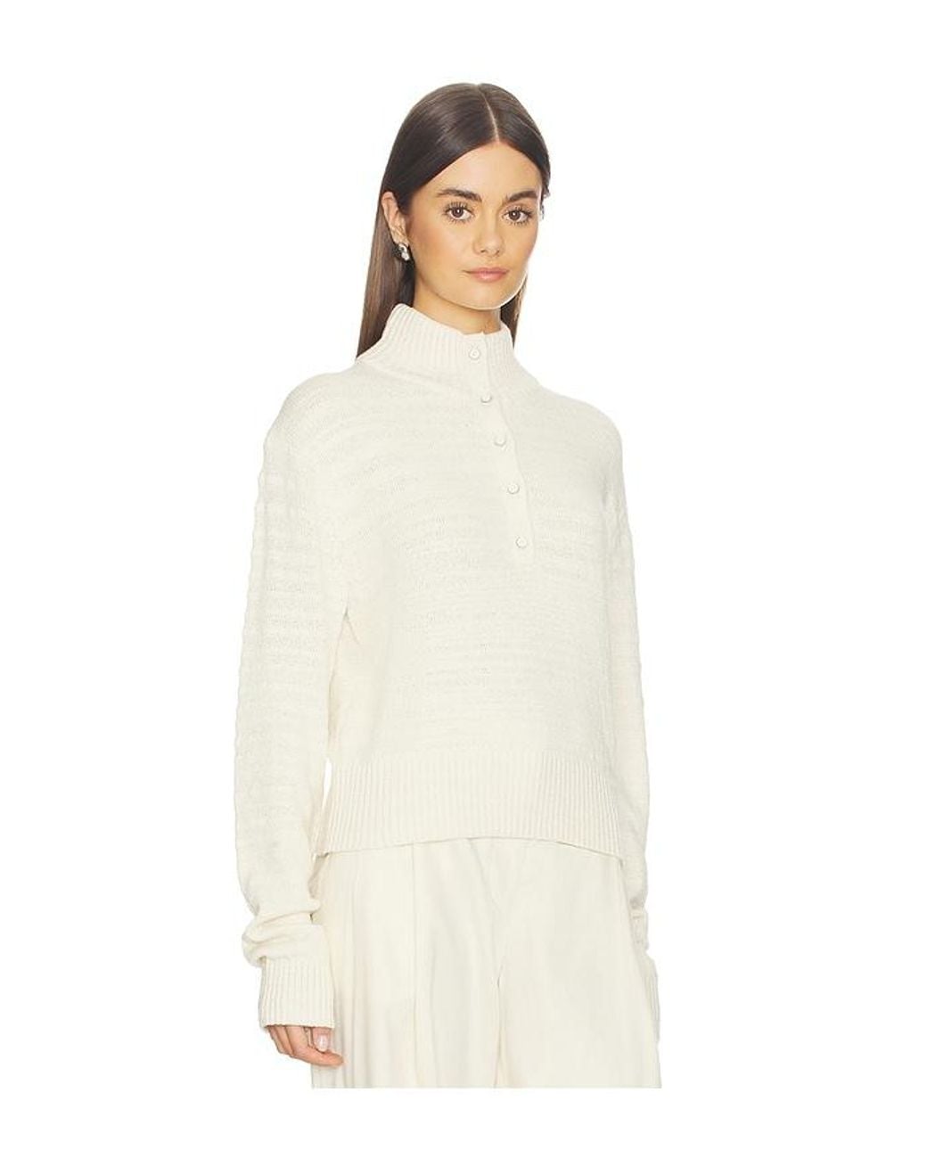 Helmut Lang White Slub Button Top