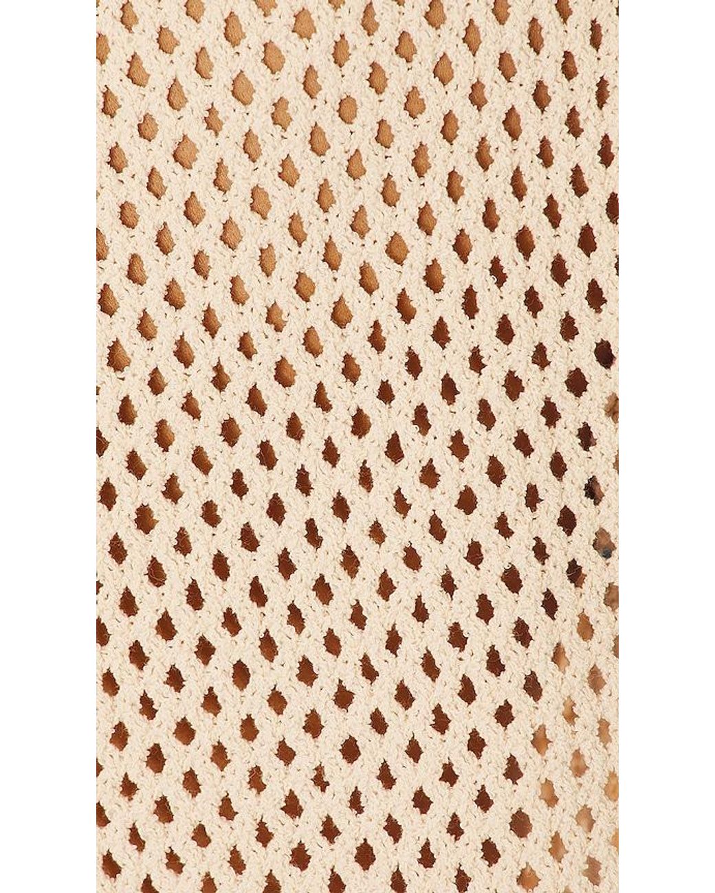 Onia Natural Crochet Cropped Polo Top