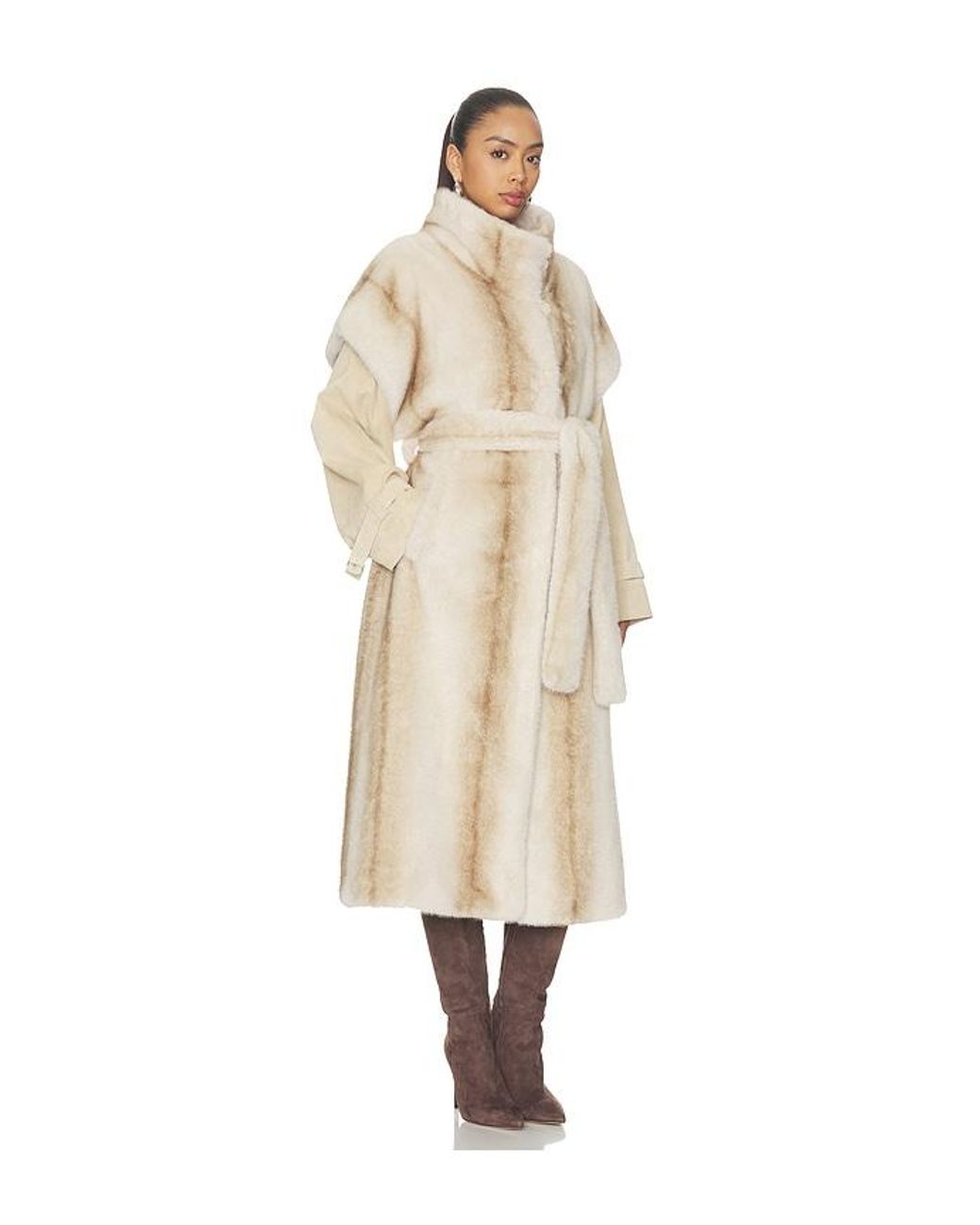 DUCIE White Harper Long Fur Coat