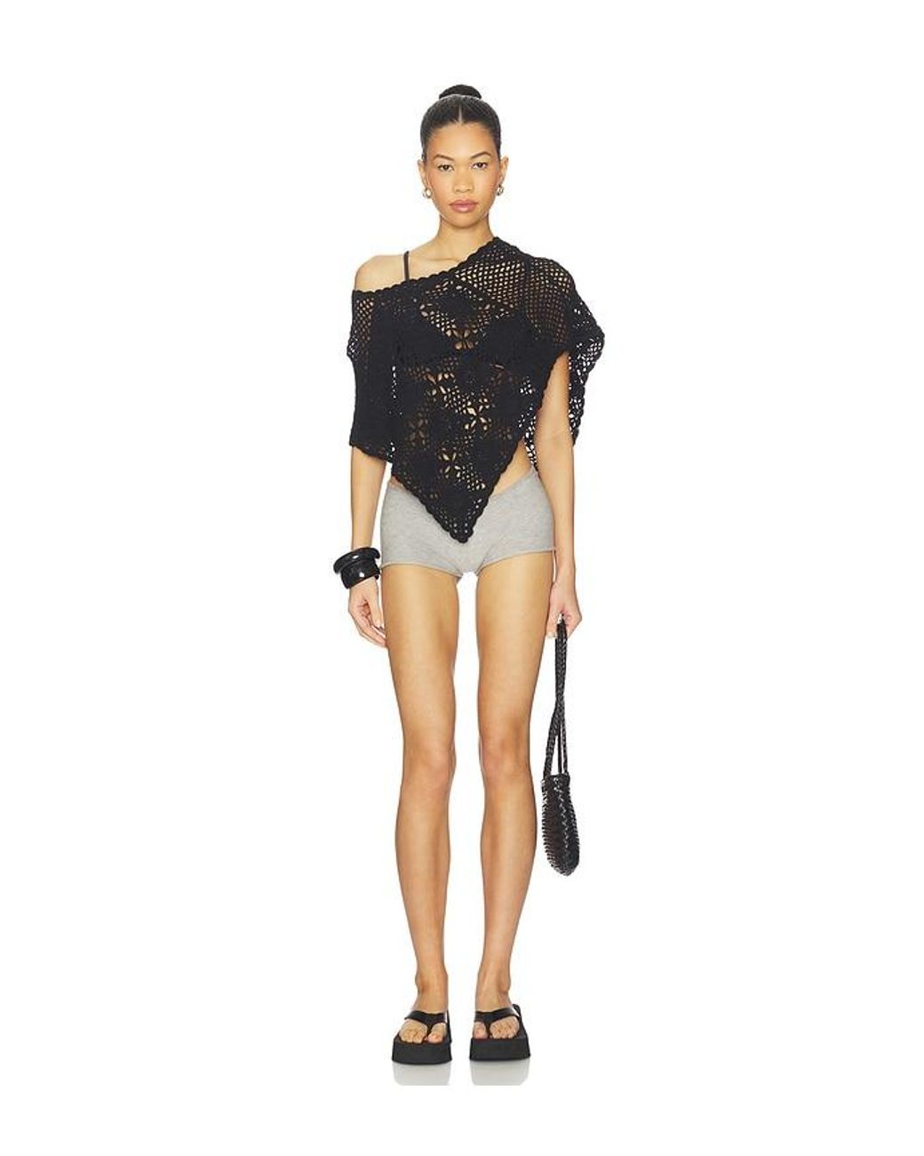 Frankie's Bikinis Black Sophie Crochet Poncho