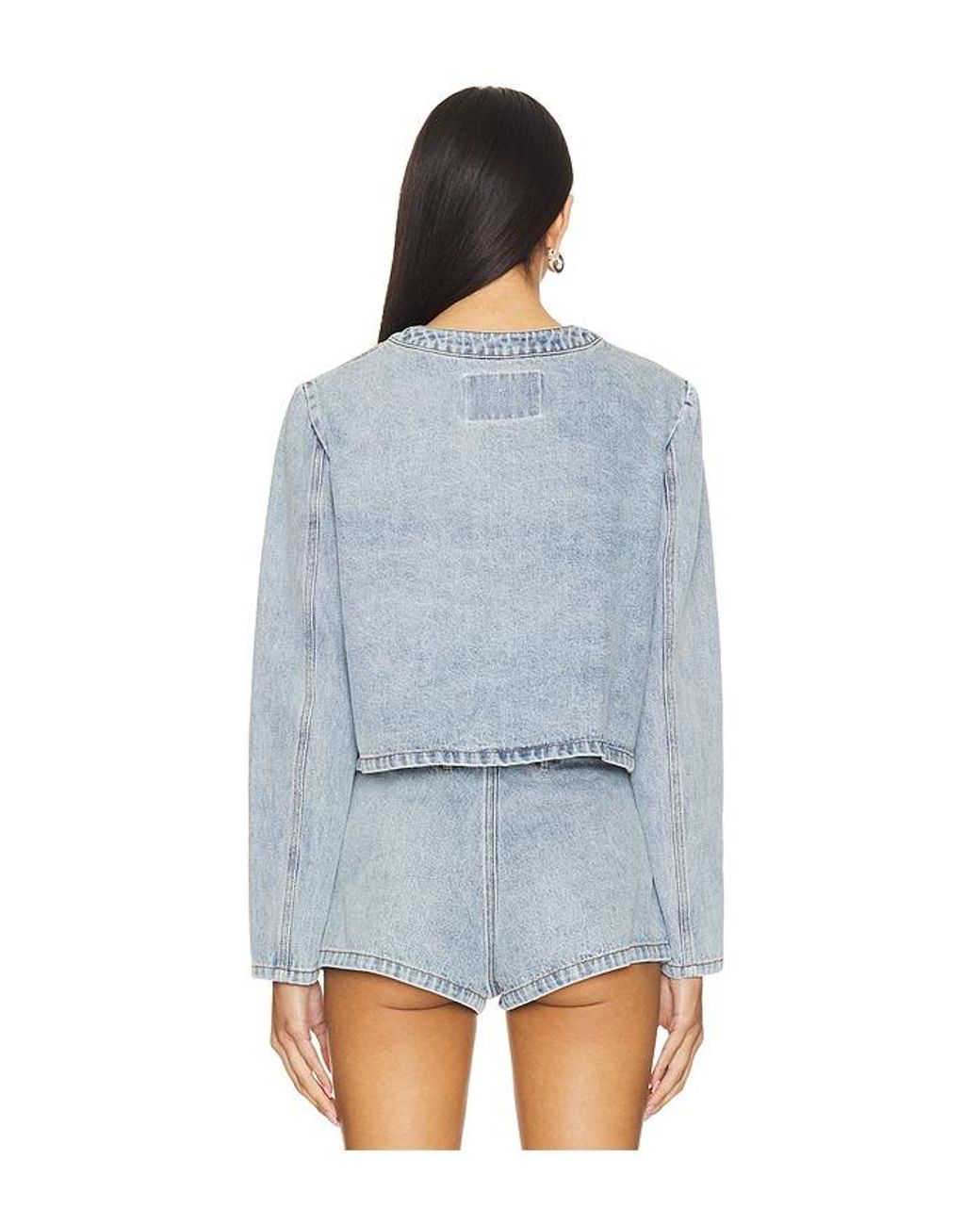Amanda Uprichard Blue Long Sleeve Braswell Top