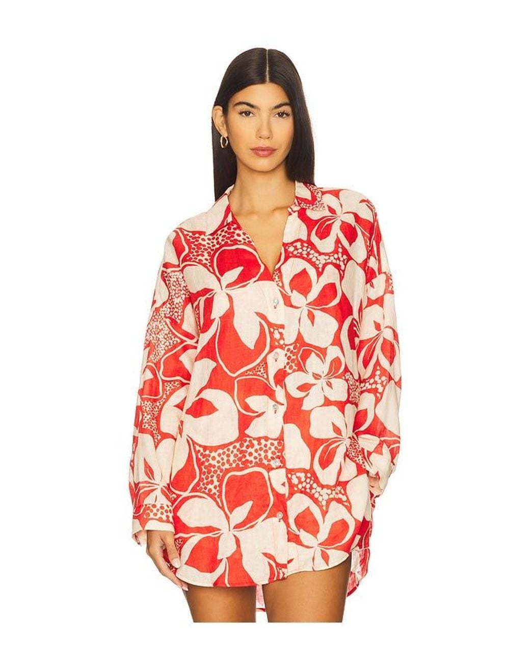 LSPACE Red Rio Tunic Shirt
