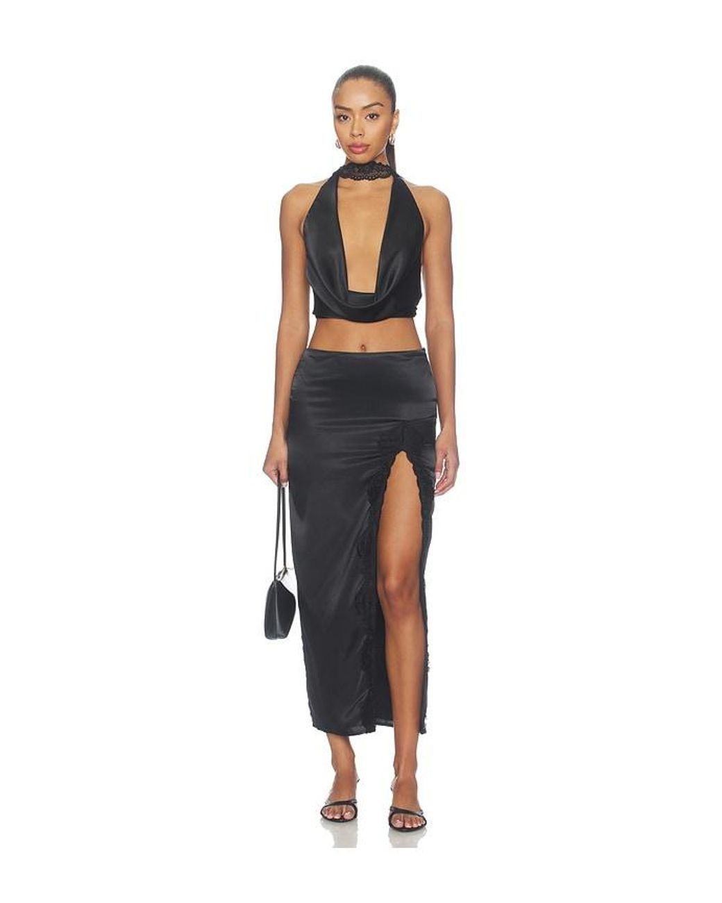 MORE TO COME Black Flyn Cowl Neck Top
