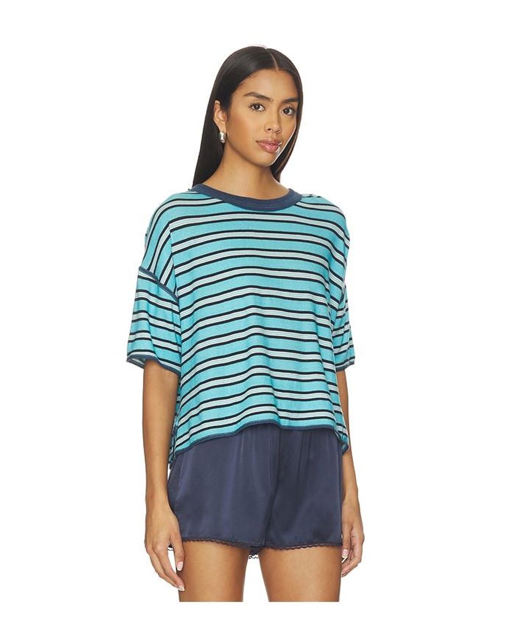Free People Blue X We The Free Clean Rugby Tee