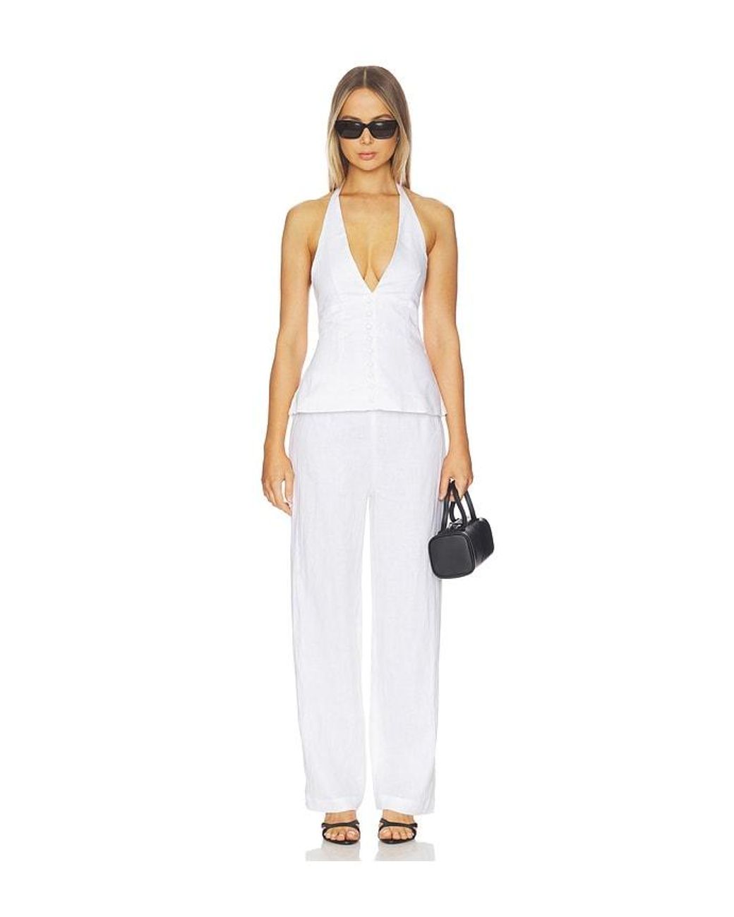 AEXAE White Linen Flat Pant