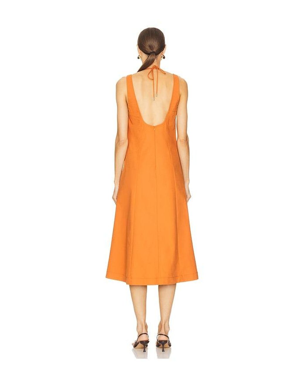Vince Orange Seamed Tank Dress