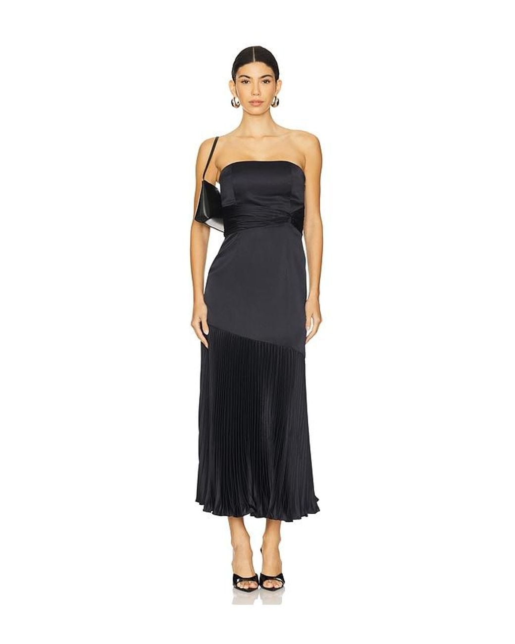 AMUR Blue Milly Pleated Midi Dress