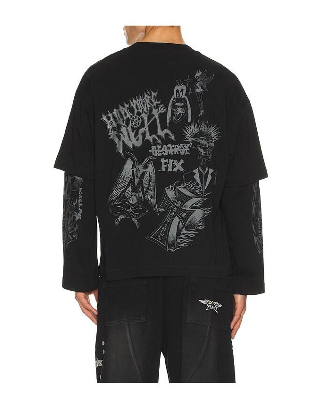 JUNGLES Black Loud Noises Long Sleeve Tee for men