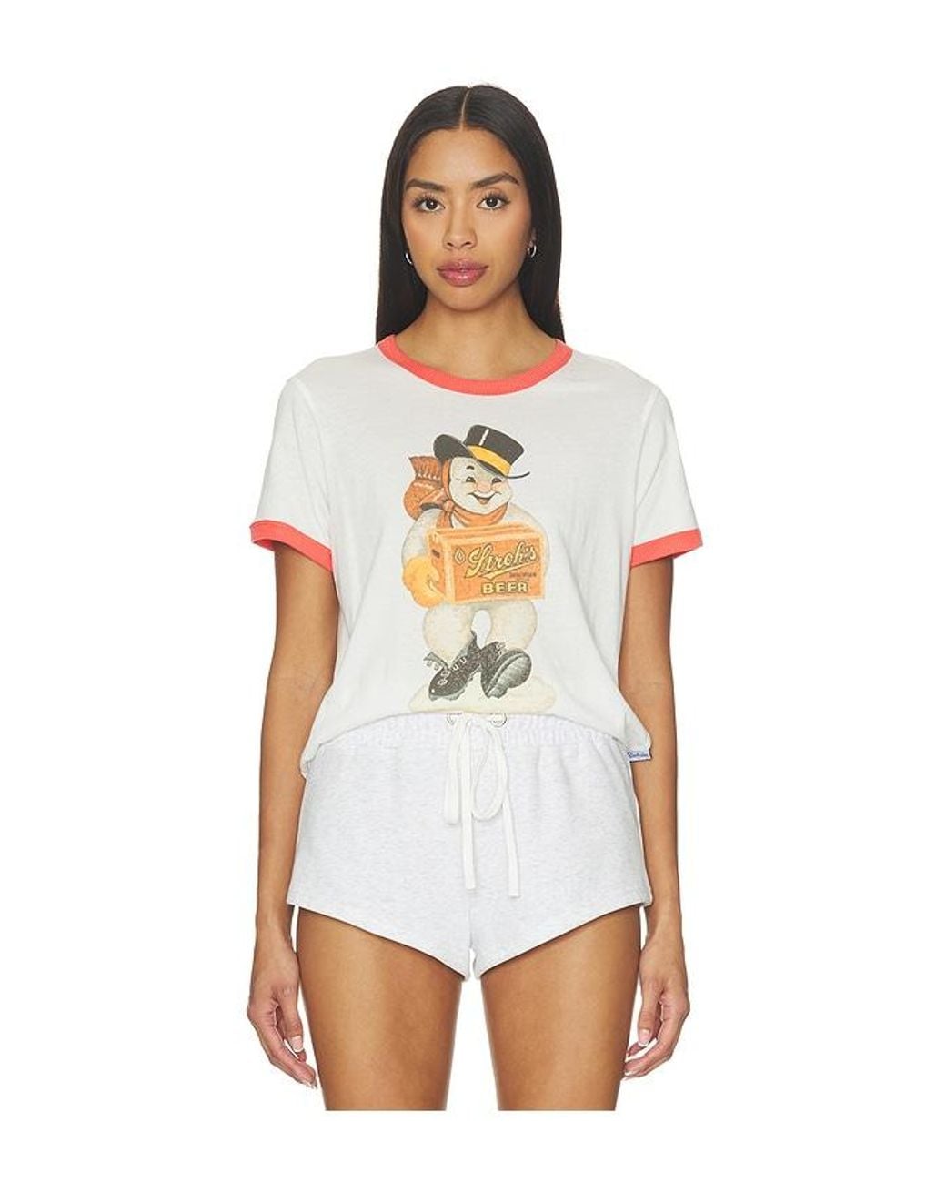 The Laundry Room White Stroh's Snowman Perfect Ringer Tee
