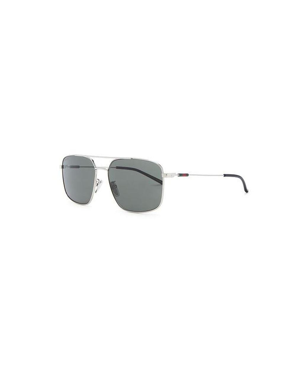 Gucci Metallic Web Stripe Rectangular Sunglasses for men