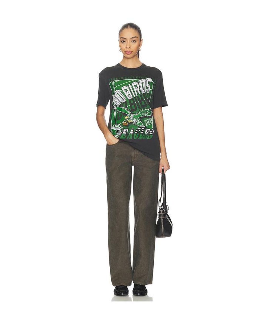 Junk Food Vintage-T-Shirt Eagles Go Birds in Green für Herren