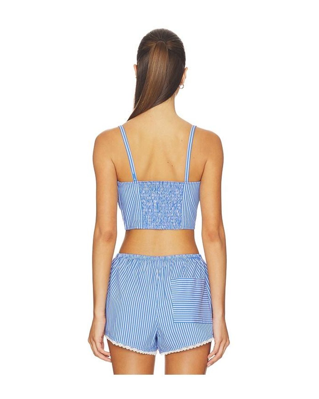 GOOD AMERICAN Blue Poplin Bustier Cami Top