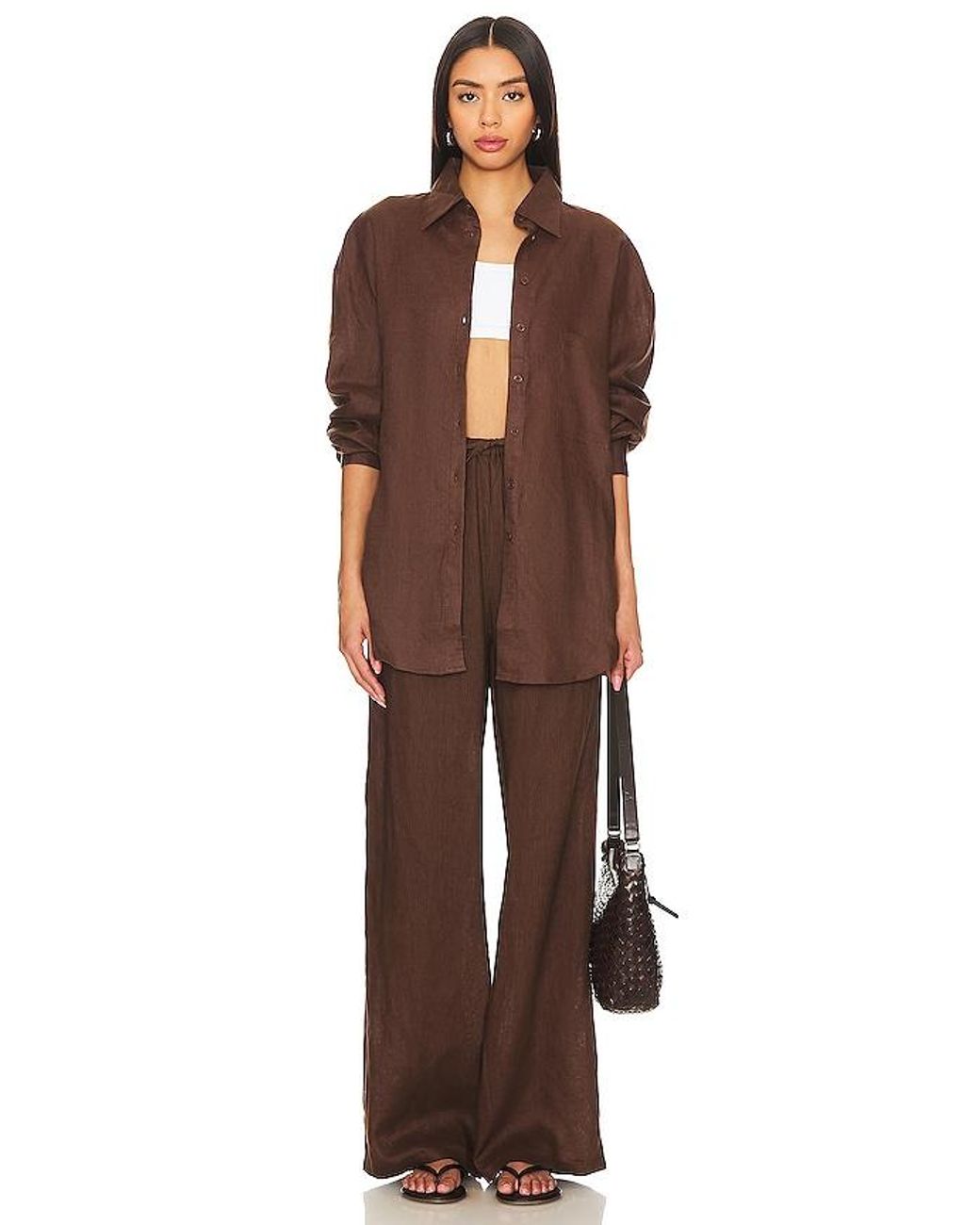 AEXAE Brown Linen Drawstring Trouser