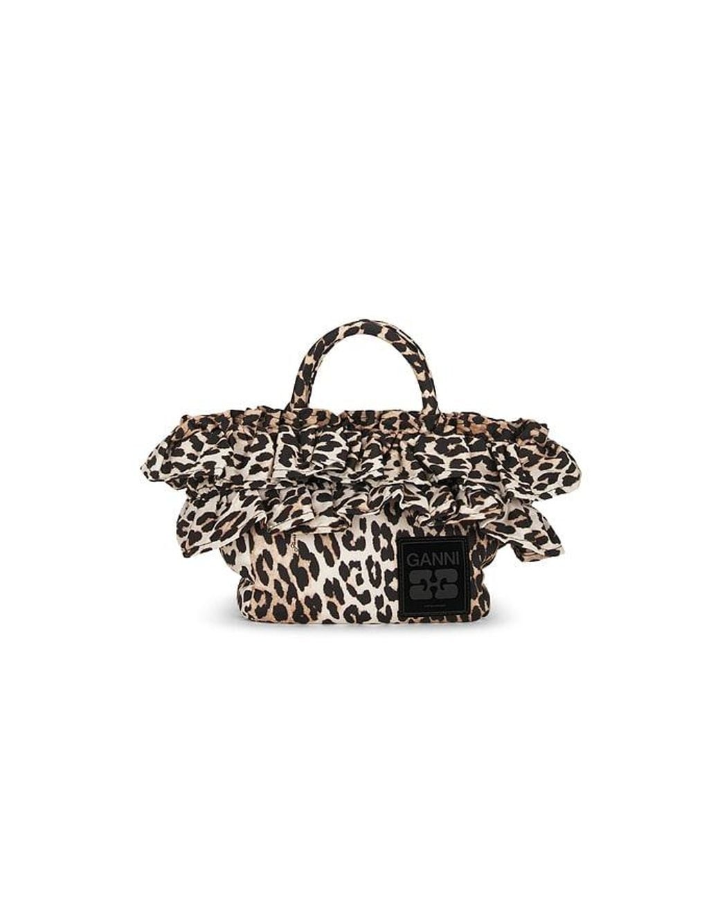 Ganni Black Mini Shopper Ruffle Print