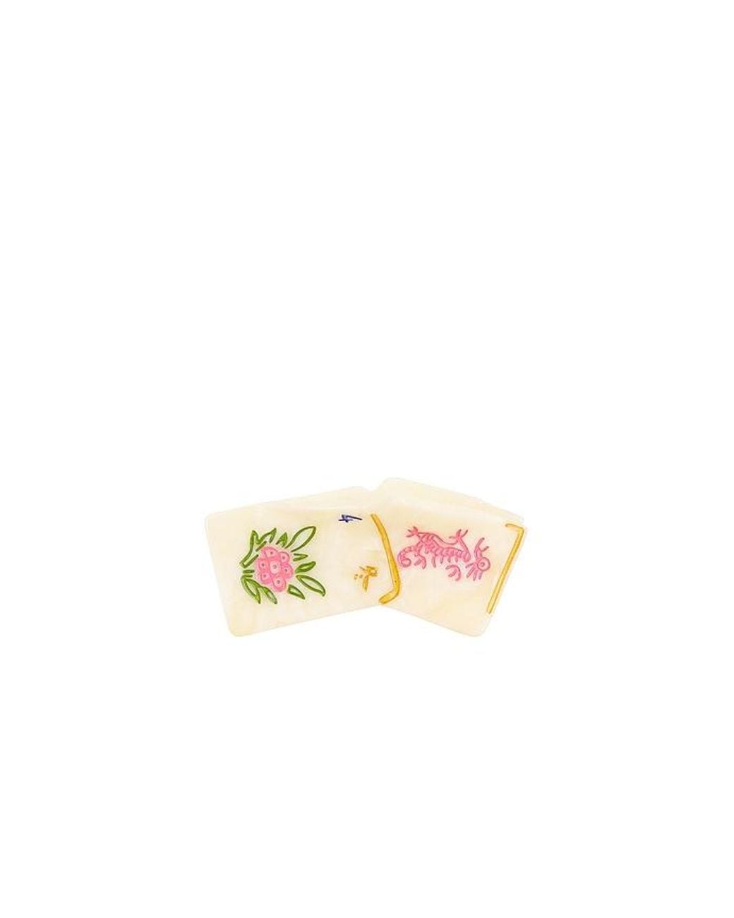 Solar Eclipse White Hand-Painted Mini Flower Mahjong Claw Hair Clip