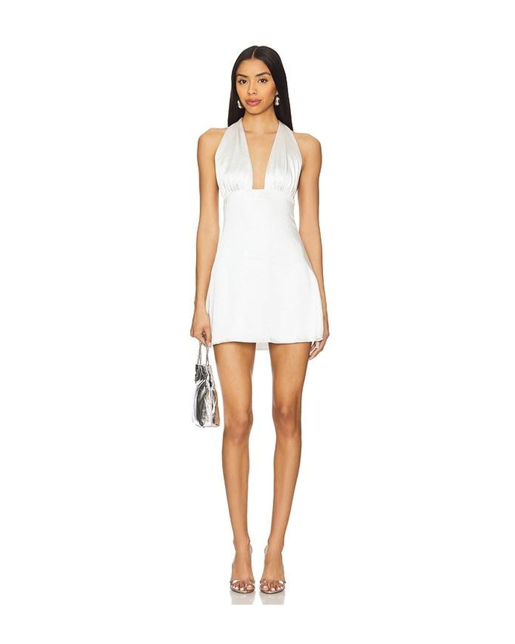 MORE TO COME White Christine Halter Mini Dress