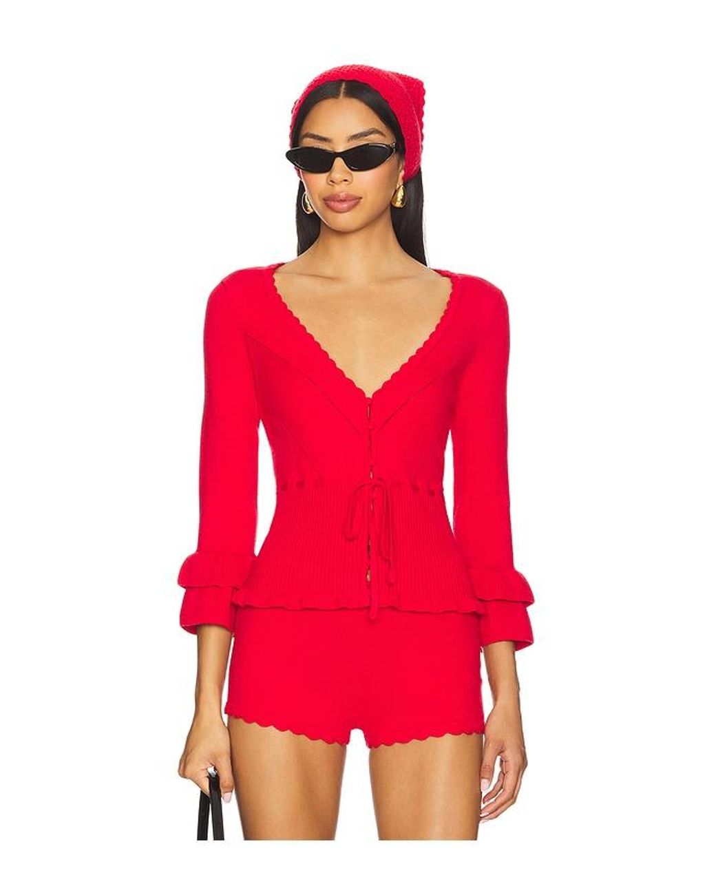 GUIZIO Red Mathilde Top
