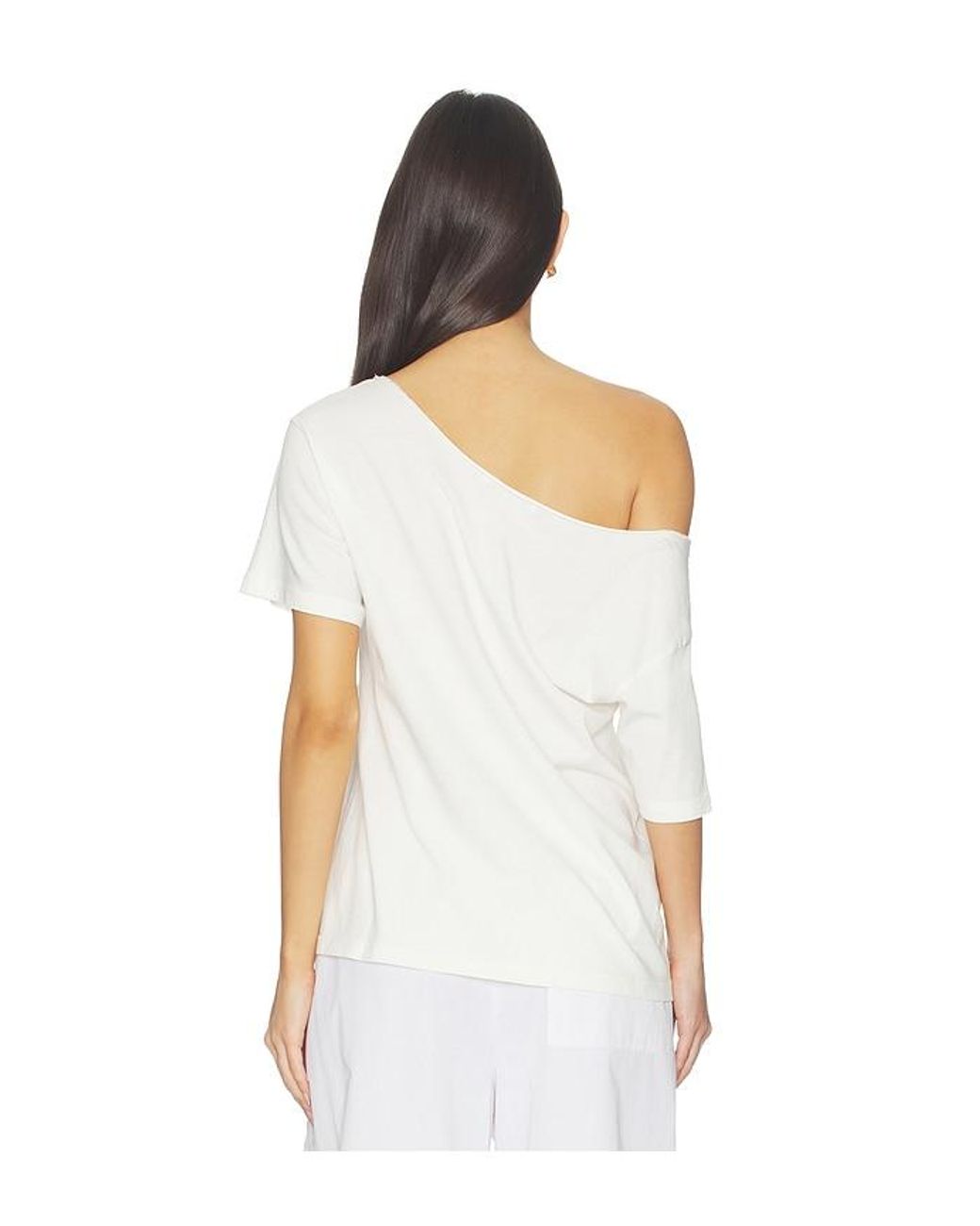 Daydreamer White Solid Off The Shoulder Tee