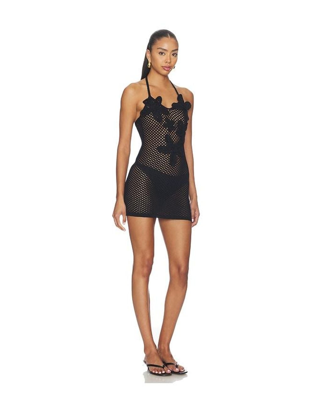 MORE TO COME Black Afton Crochet Mini Dress