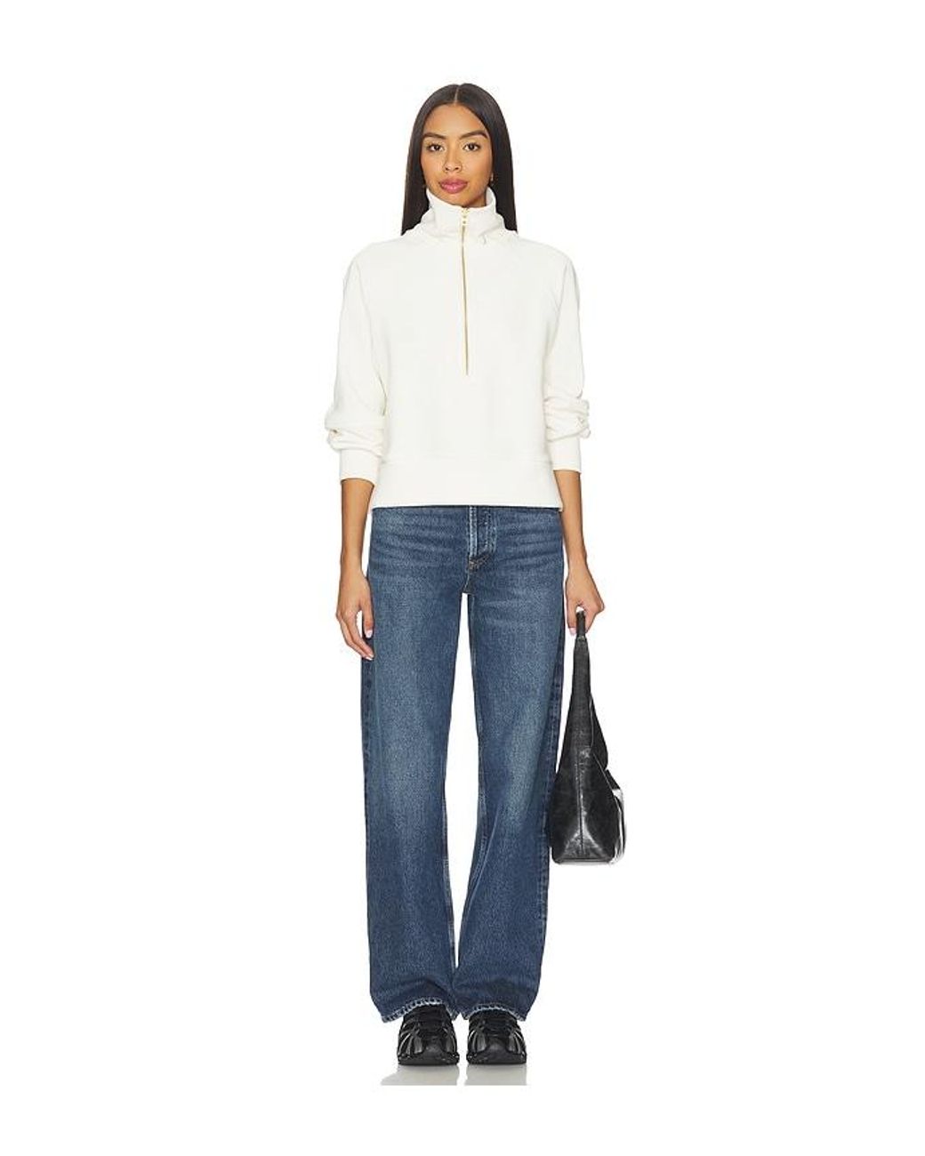 Varley White Milano Half Zip Sweatshirt