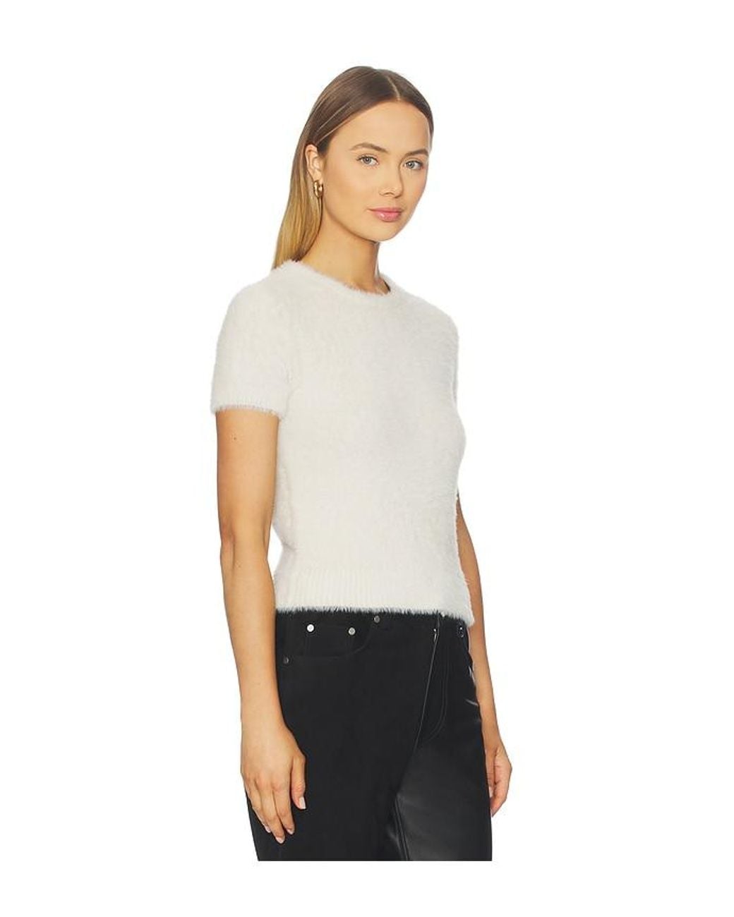 Helmut Lang Black Kurzes Wimpern-T-Shirt Eyelash