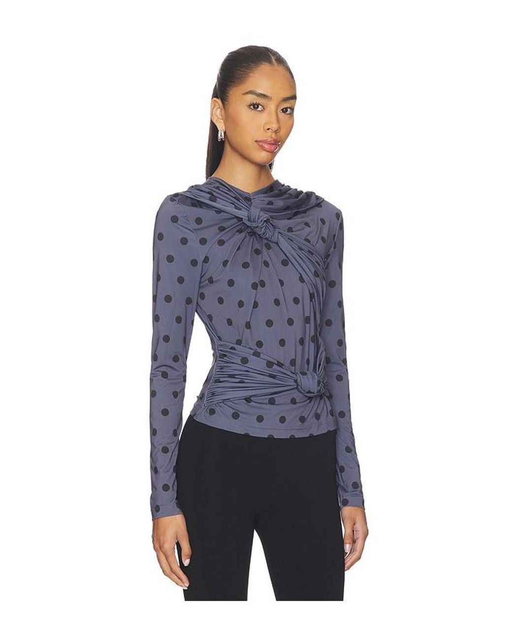 ROKH Blue Knotted Jersey Top